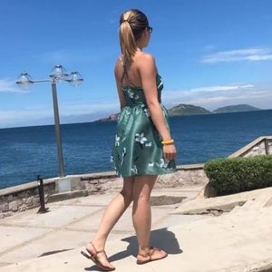 Green floral summer dress (xs adult/ m junior)